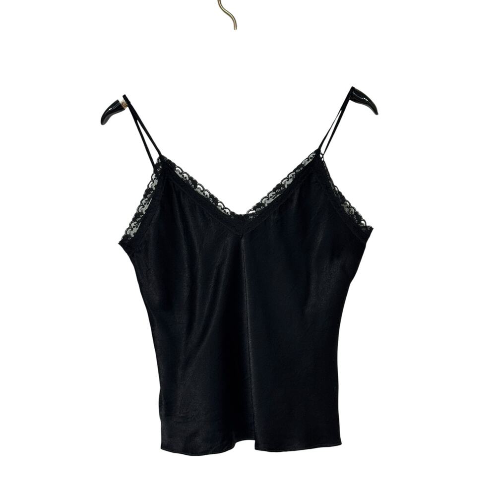 ViNTaGe 70's Fritzi Black Lace Trim Cami Top Fairy Grunge Goth L